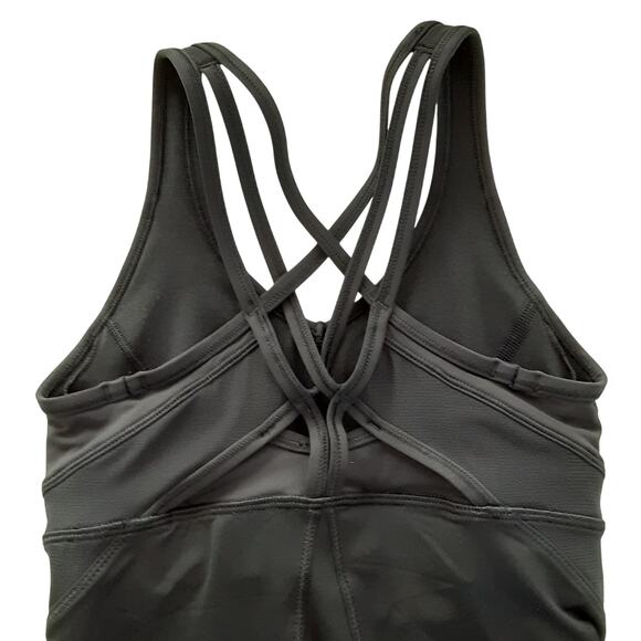 Lululemon Black CrissCross Strap Racer Back Tank Top Built In Shelf Bra Womens 2 - Picture 4 of 9